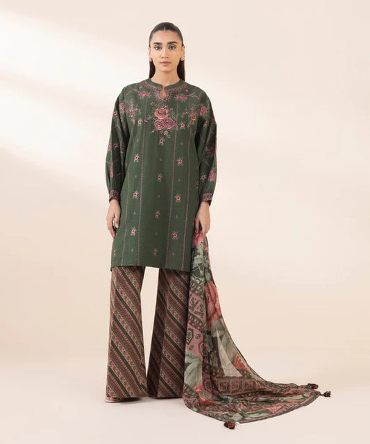 3 Piece - Embroidered Dobby Suit