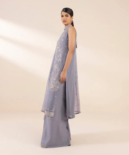 3 Piece - Embroidered Chiffon Suit